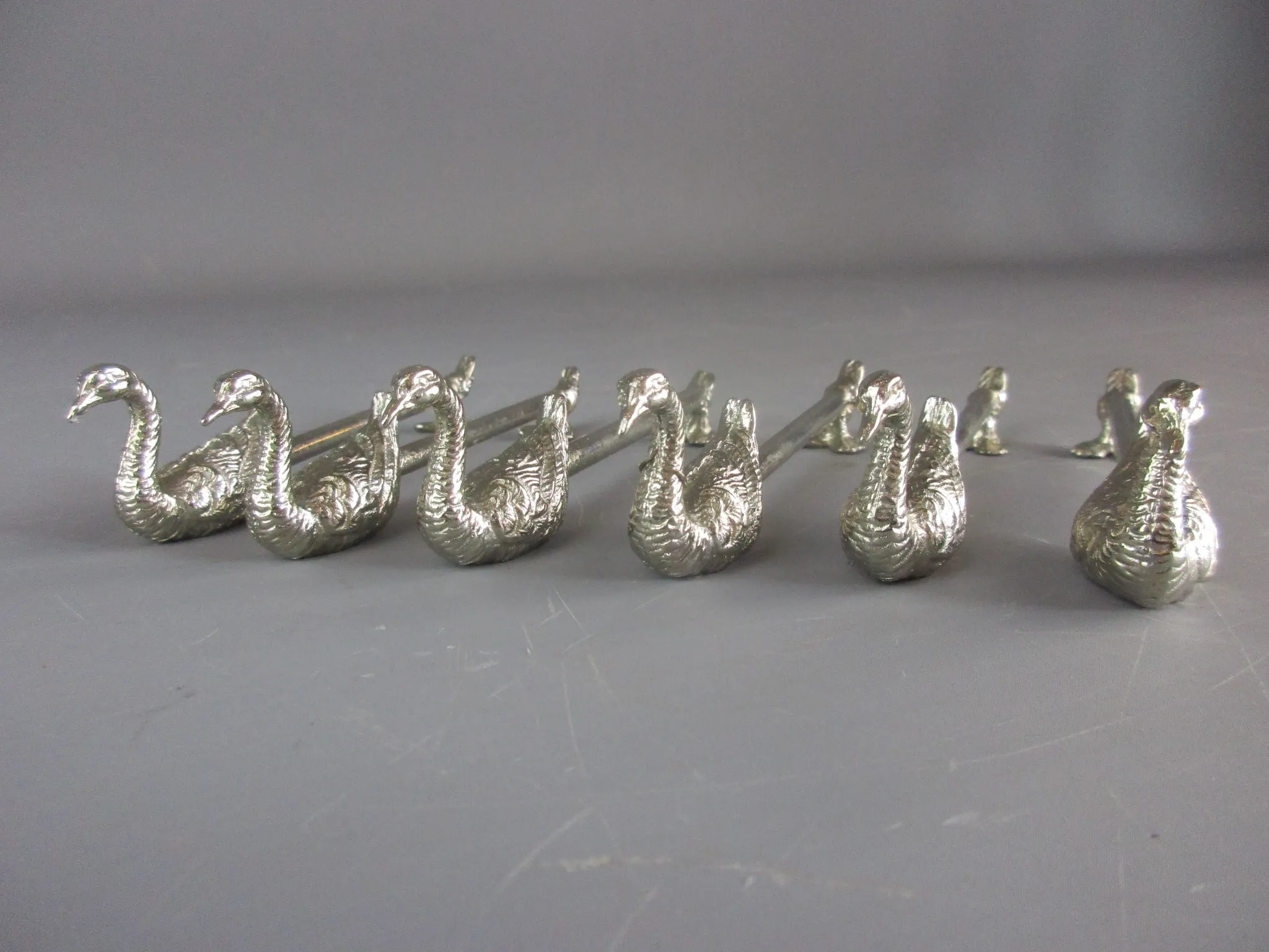 Set of Six Silver Plate Swan Knife Rests Vintage