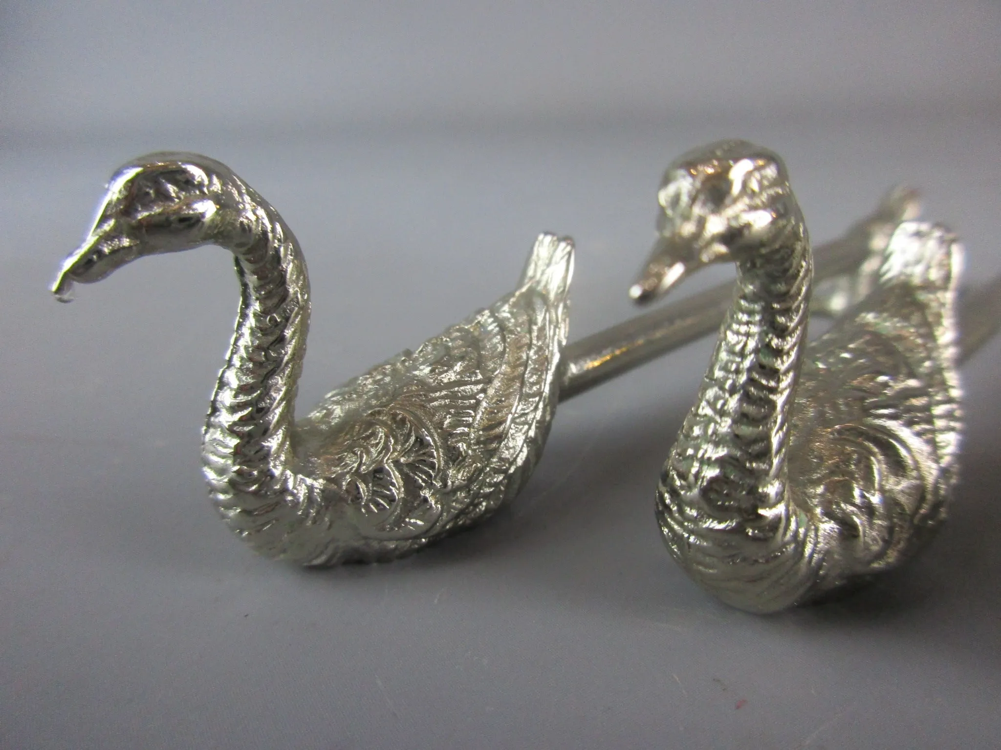 Set of Six Silver Plate Swan Knife Rests Vintage