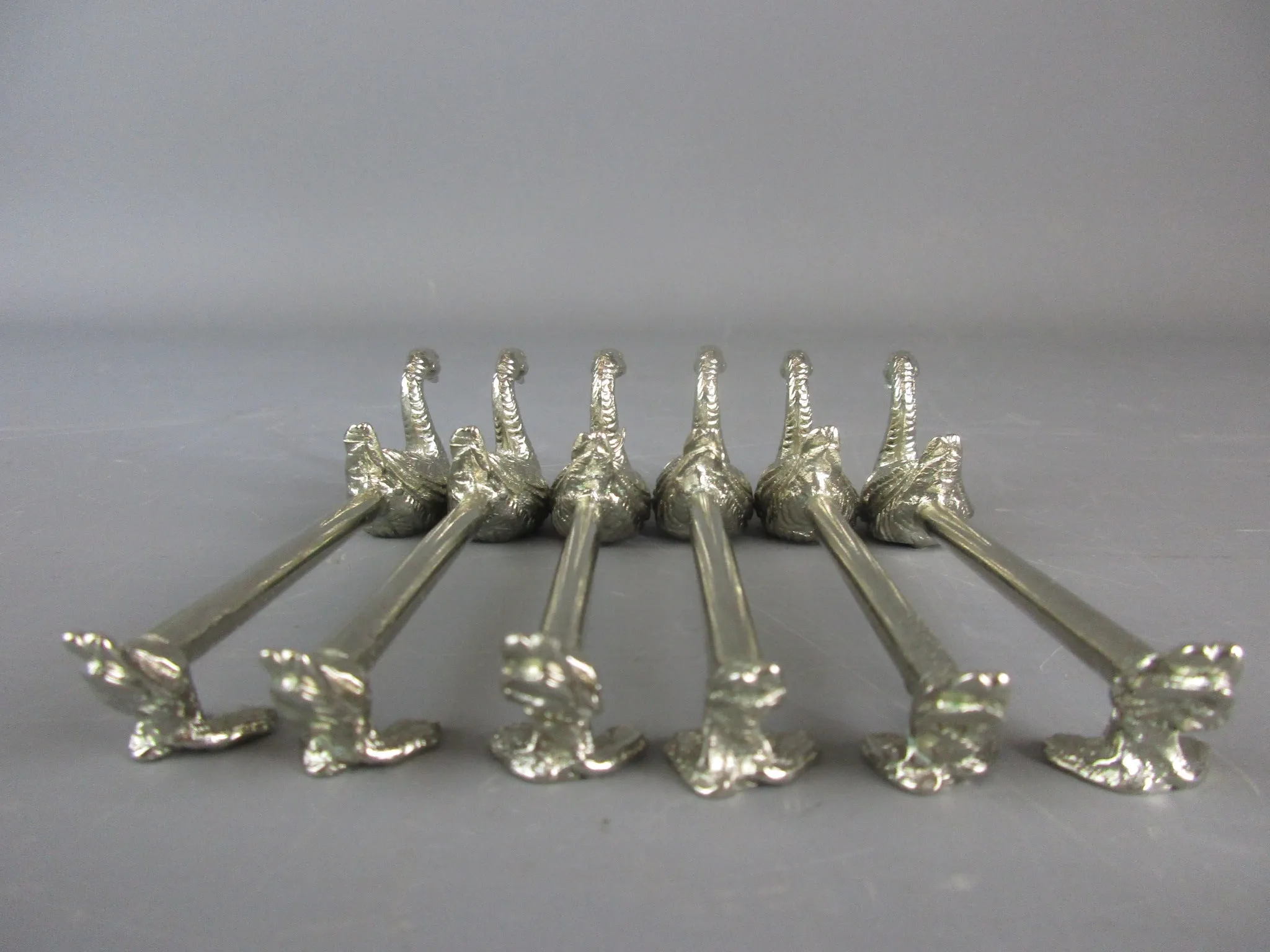 Set of Six Silver Plate Swan Knife Rests Vintage