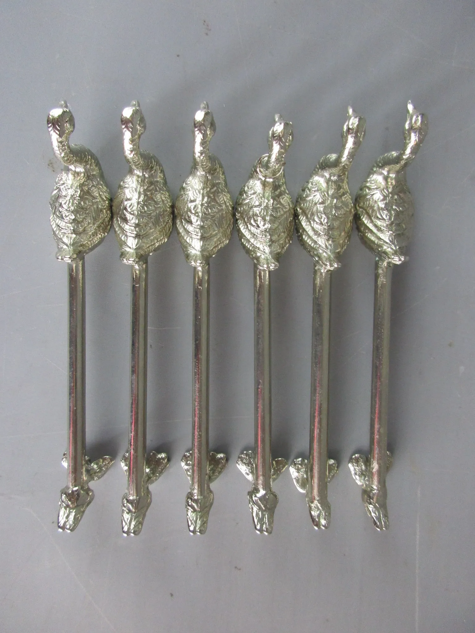 Set of Six Silver Plate Swan Knife Rests Vintage