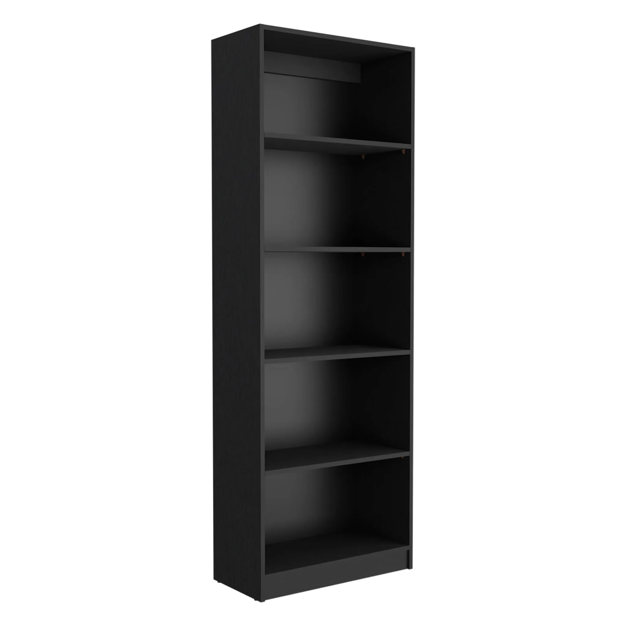 Set of Two 71 Black Five Tier Bookcase With Two Doors