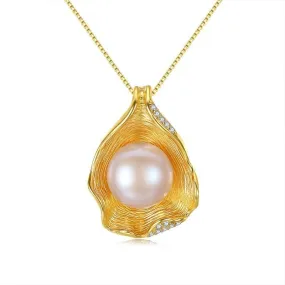 Shell Pearl Design 18K Gold Plated Pendant Chain Necklace