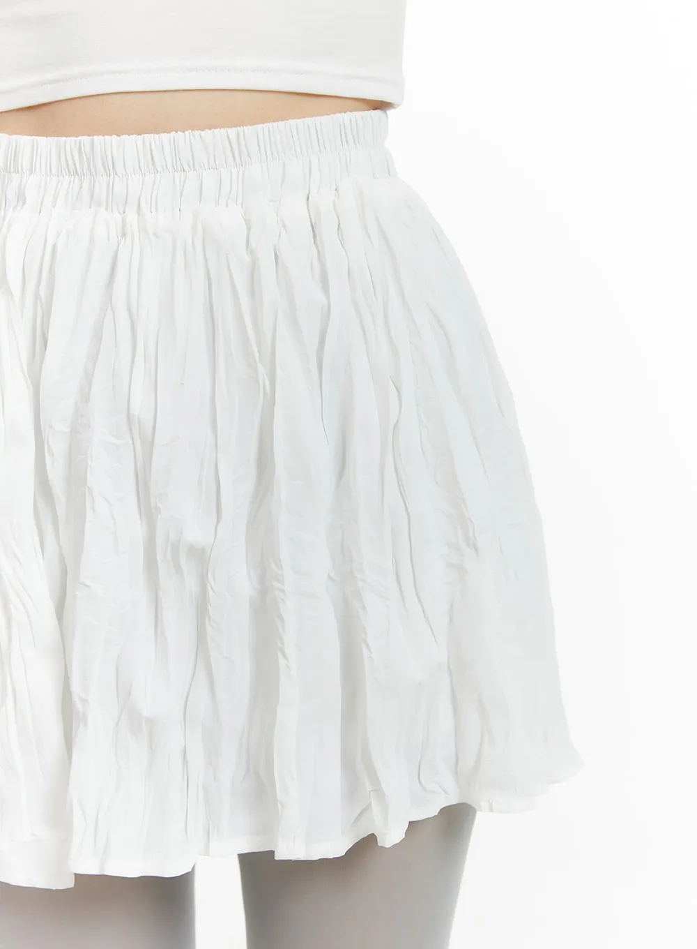 Solid Cotton Ruched Mini Skirt OM412