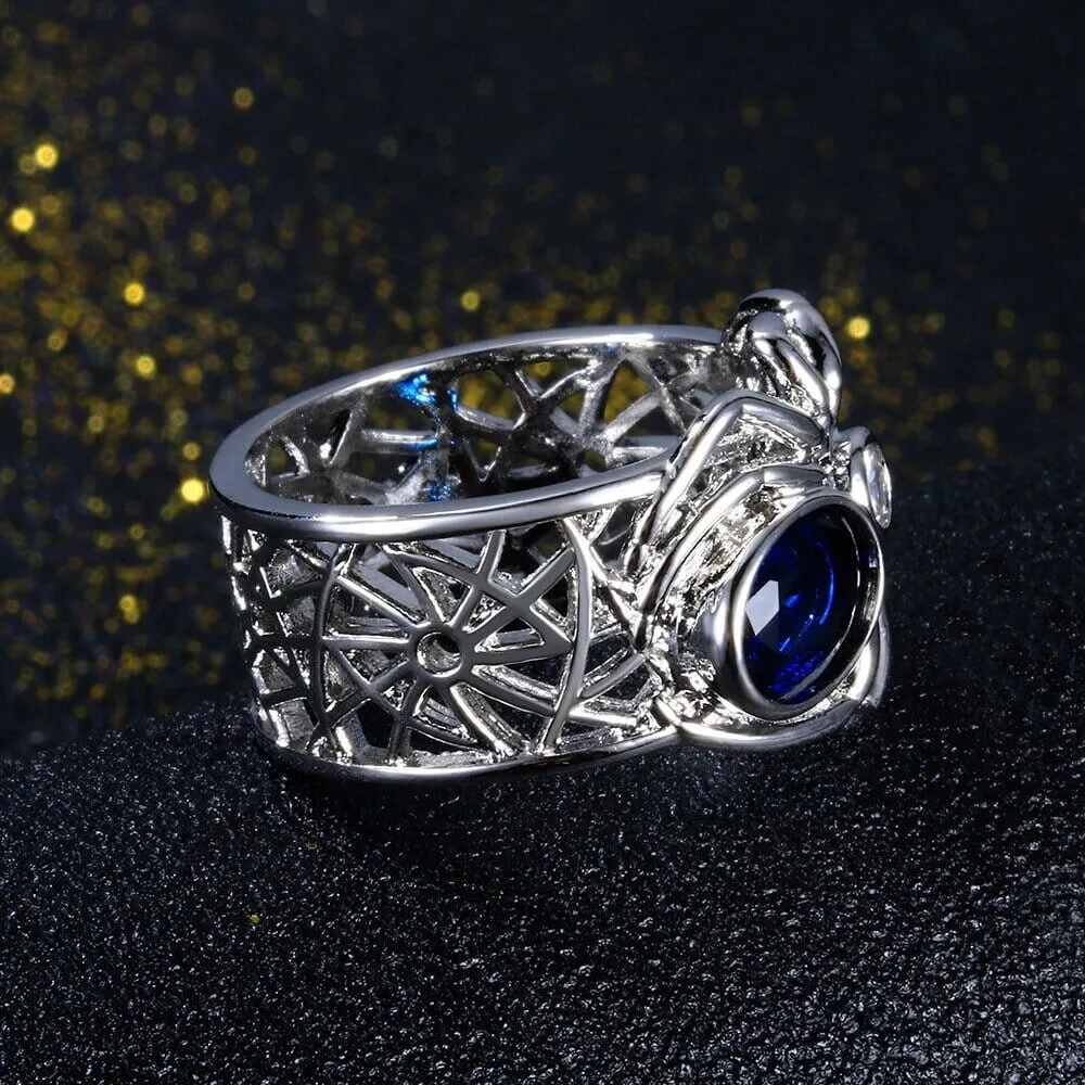 Spider-Punk Sapphire Ring - 925 Sterling Silver