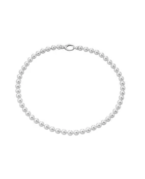 Sterling Silver Rhodium Plated Necklace for Women with Organic Pearl, 7mm Round White Pearl, 19.6 Length, Lyra Collection