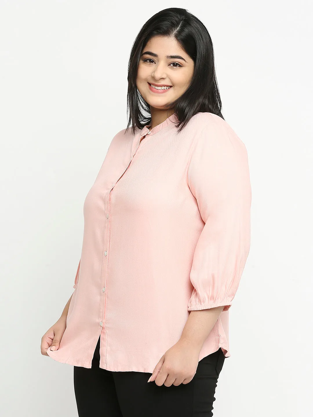 Style Quotient Plus Women Solid Nude Viscose Rayon Formal Shirt