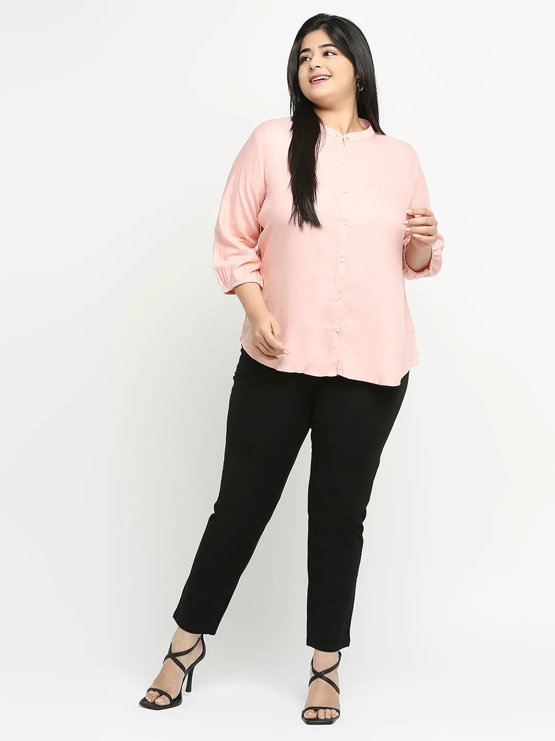 Style Quotient Plus Women Solid Nude Viscose Rayon Formal Shirt