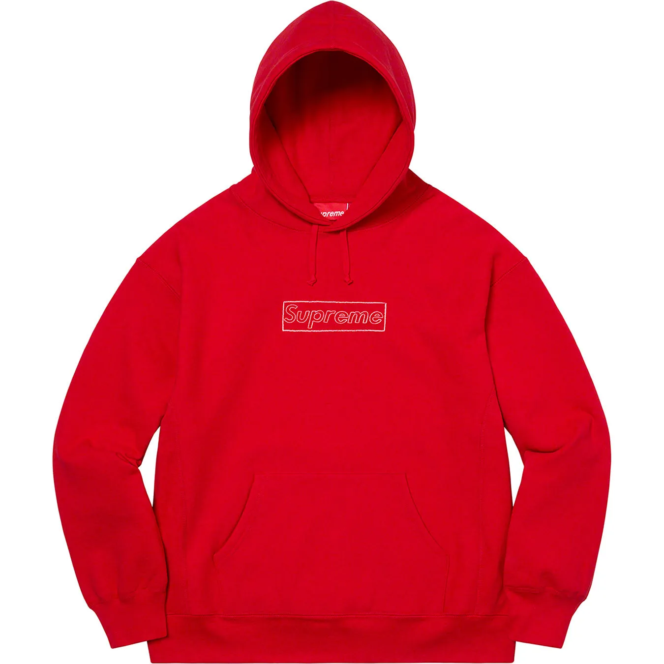 SUPREME X KAWS Chalk Box Logo Hoodie Red