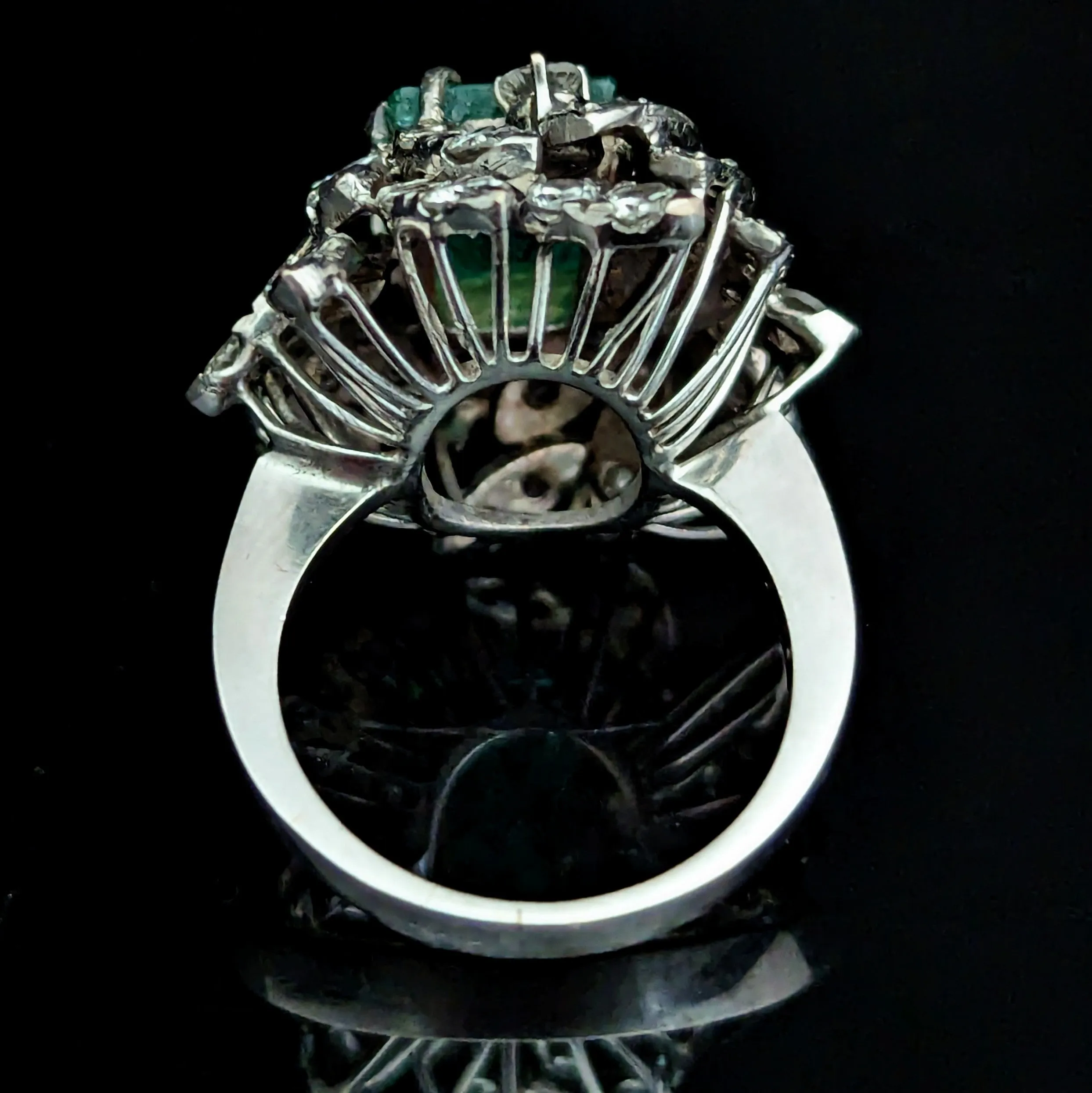 The Alston - Vintage GIA Graded Emerald Diamonds White Gold Cocktail Ring