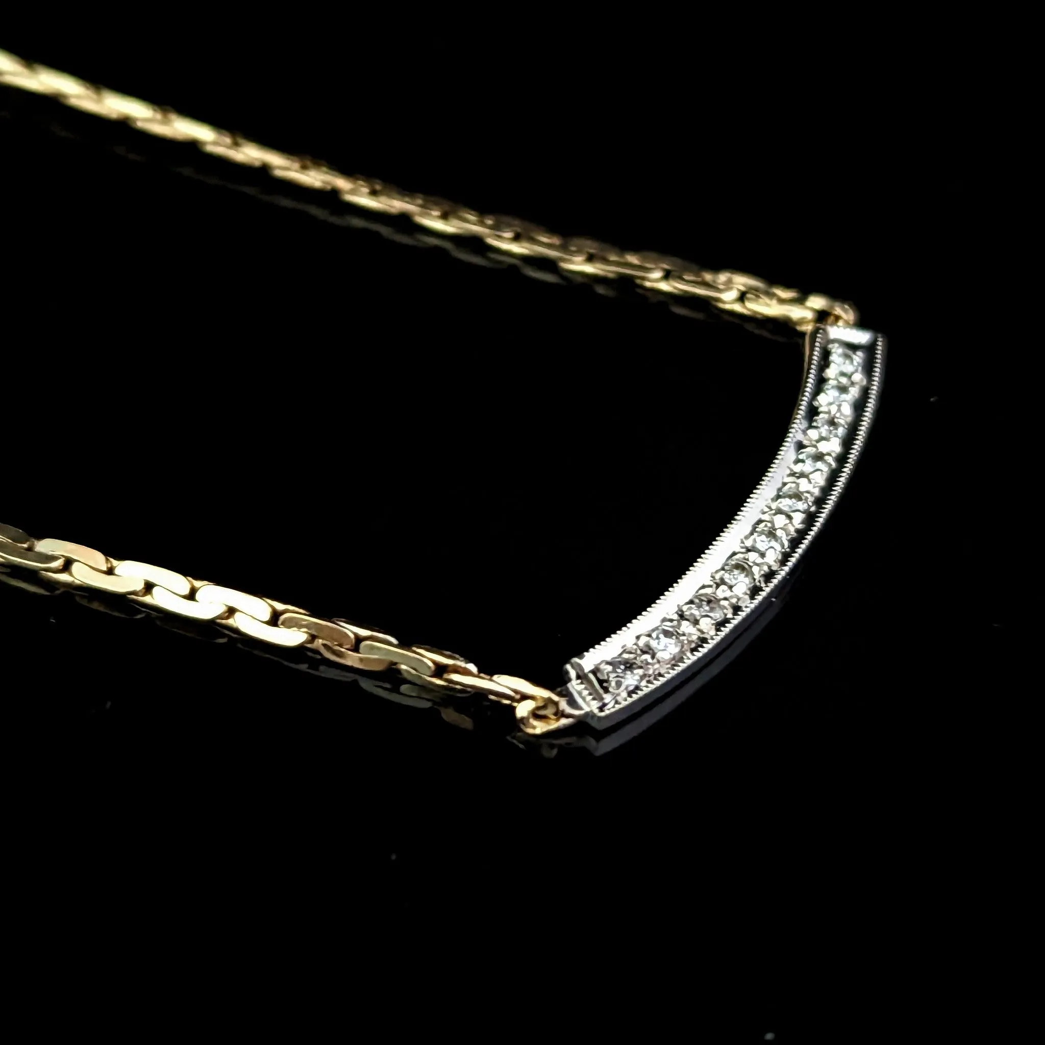 The Bordeaux - Estate Diamond 14k Gold Necklace Serpentine