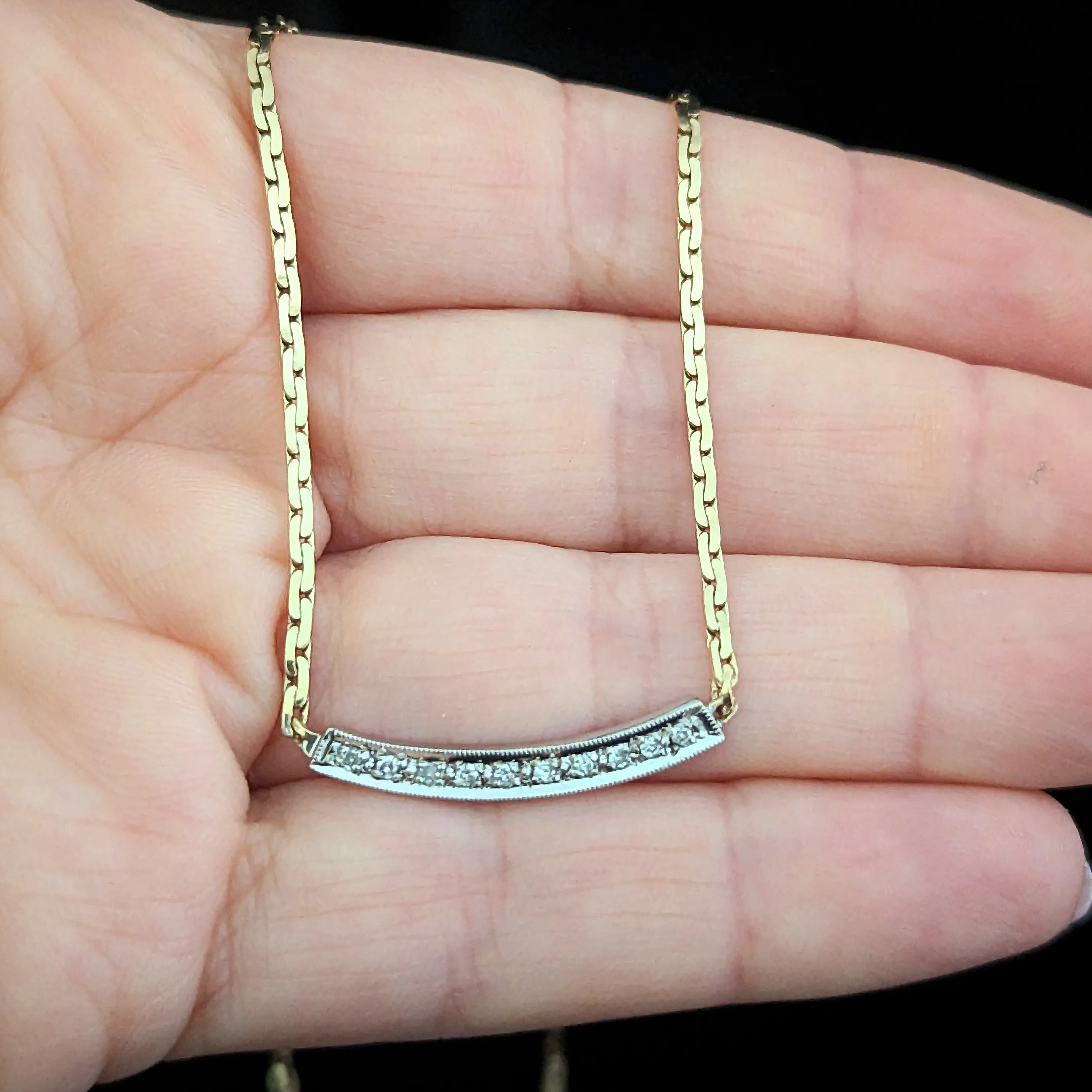 The Bordeaux - Estate Diamond 14k Gold Necklace Serpentine