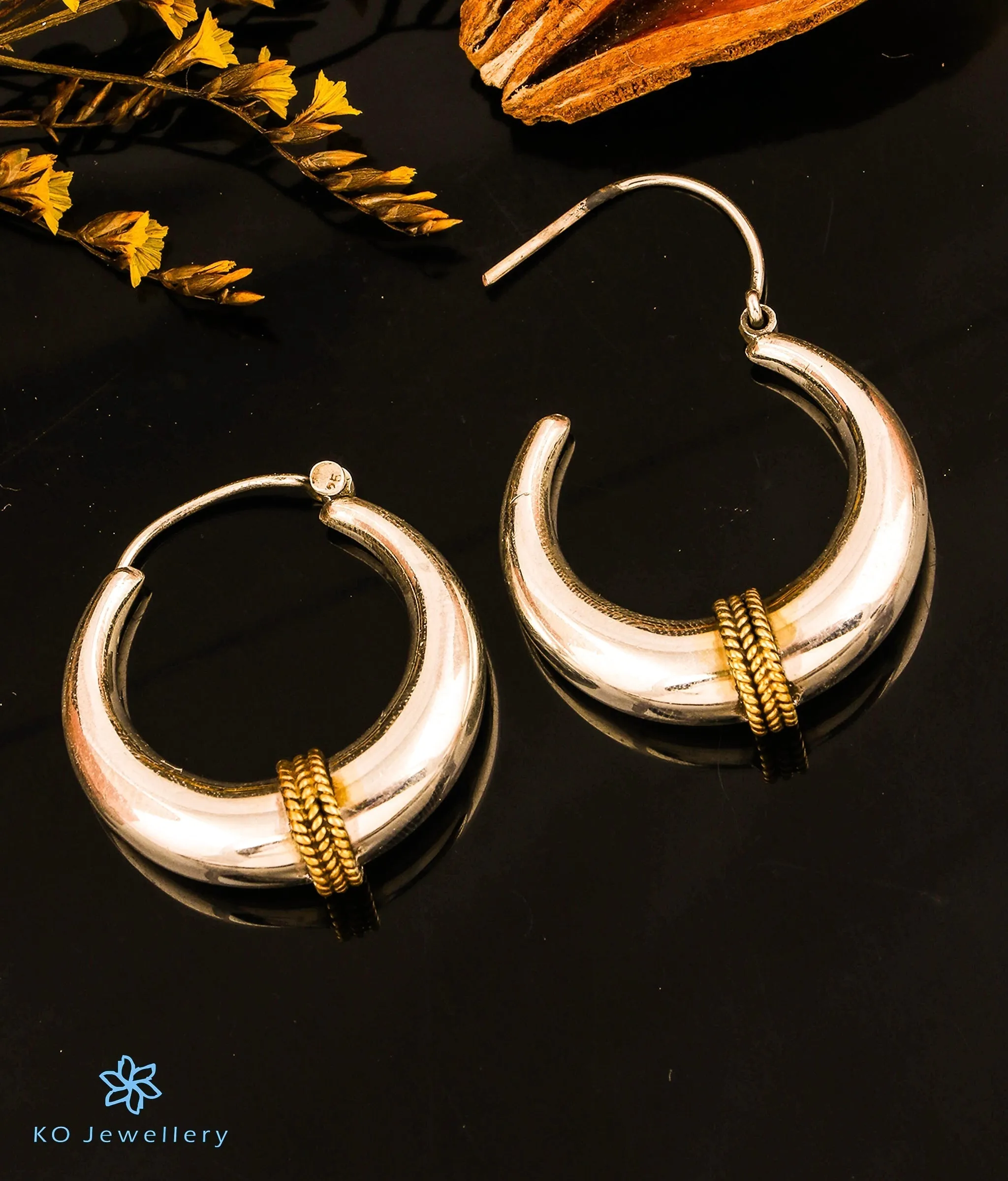 The Soham Silver 2 tone Hoops