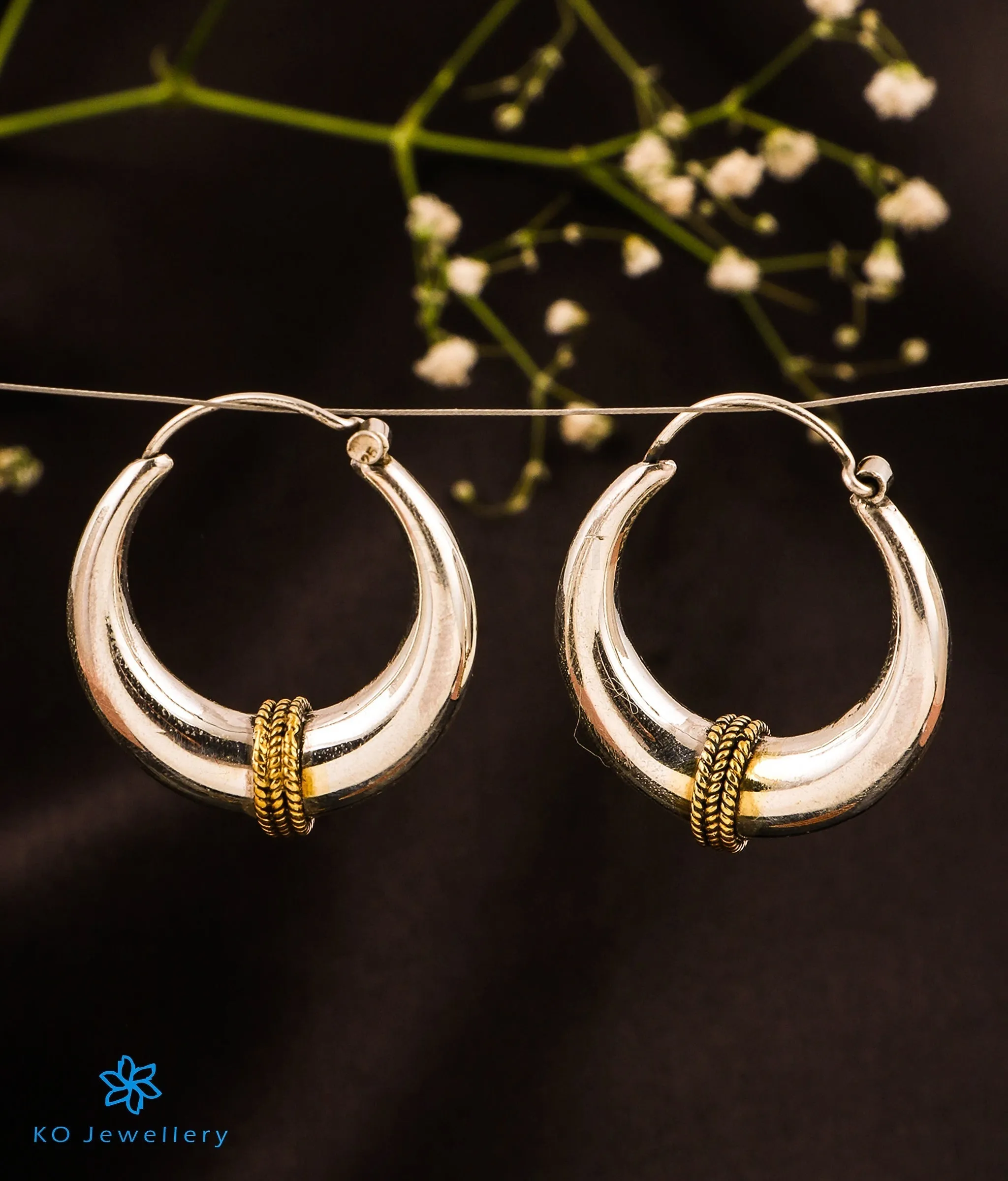 The Soham Silver 2 tone Hoops