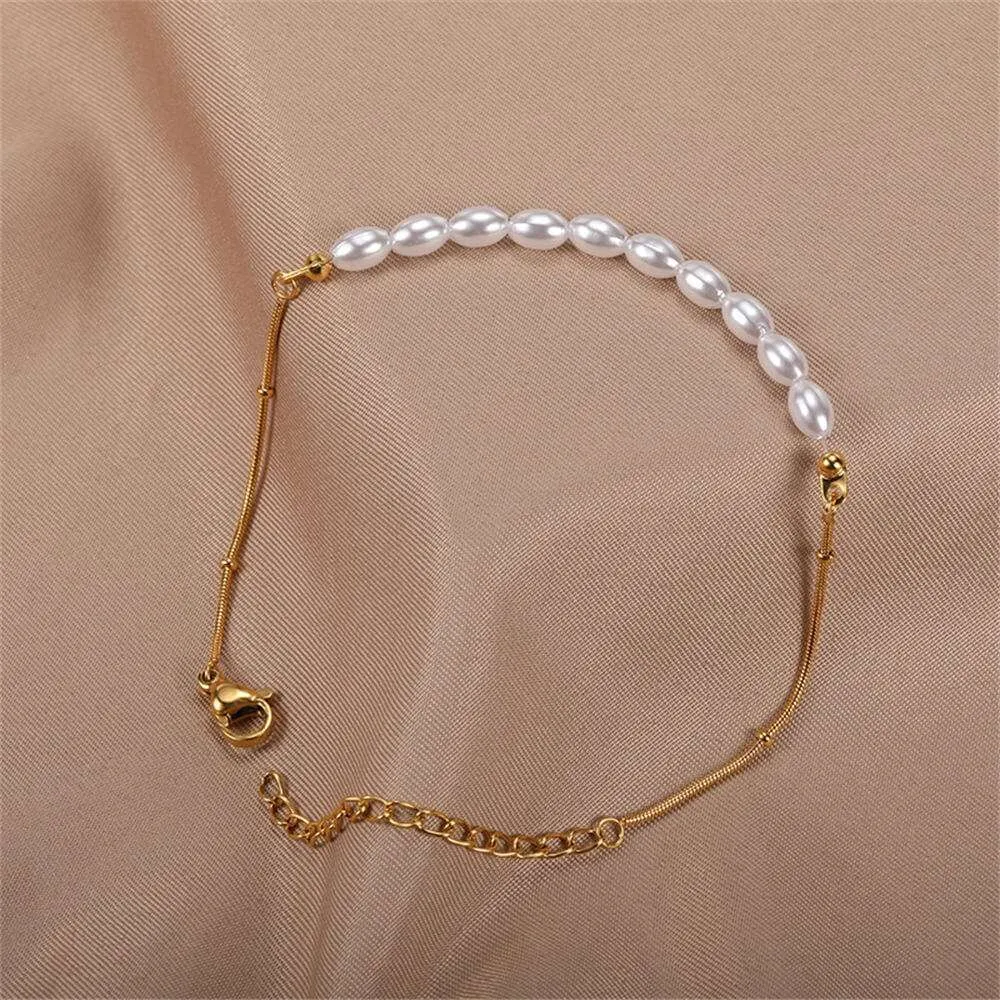 Thin Pearl Chain Bracelet