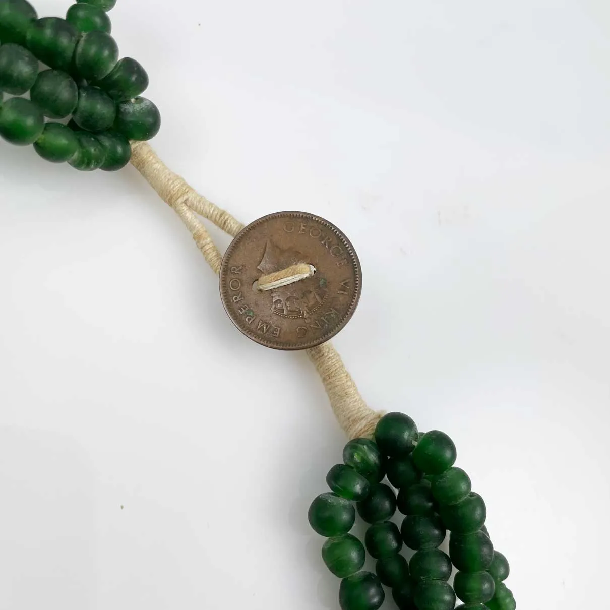 Tibetan Green Glass Antique Bead Necklace