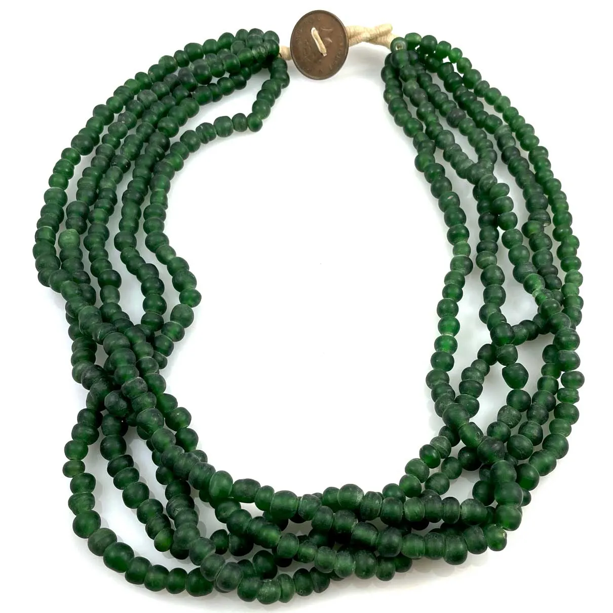 Tibetan Green Glass Antique Bead Necklace