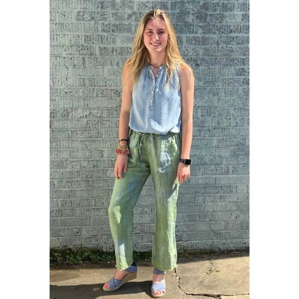 Tie-Dyed Easy Linen Pants