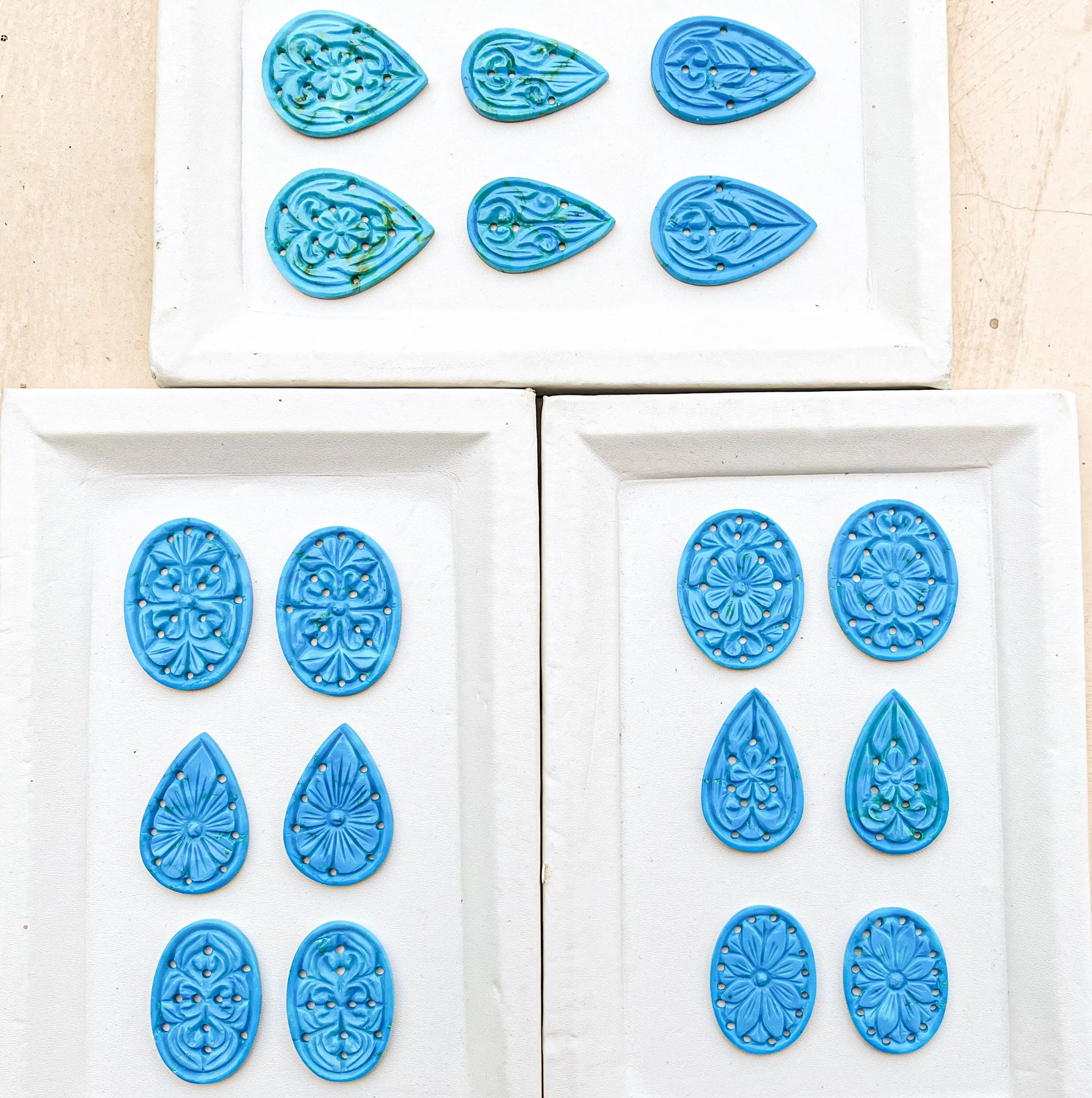 Turquoise Window Carving Pairs, Turquoise Gemstone, Turquoise Carving for Jewelry making