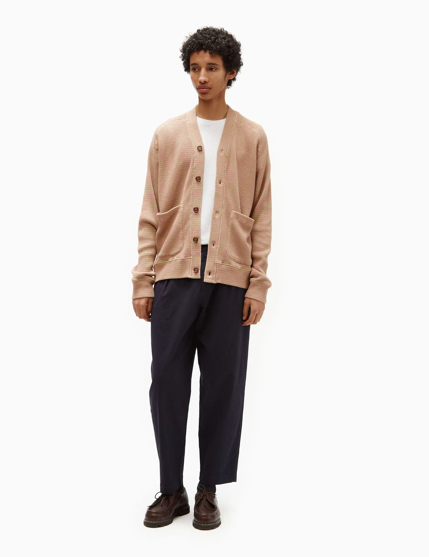 Universal Works Dickie Fluro Cardigan - Summer Oak/Pink