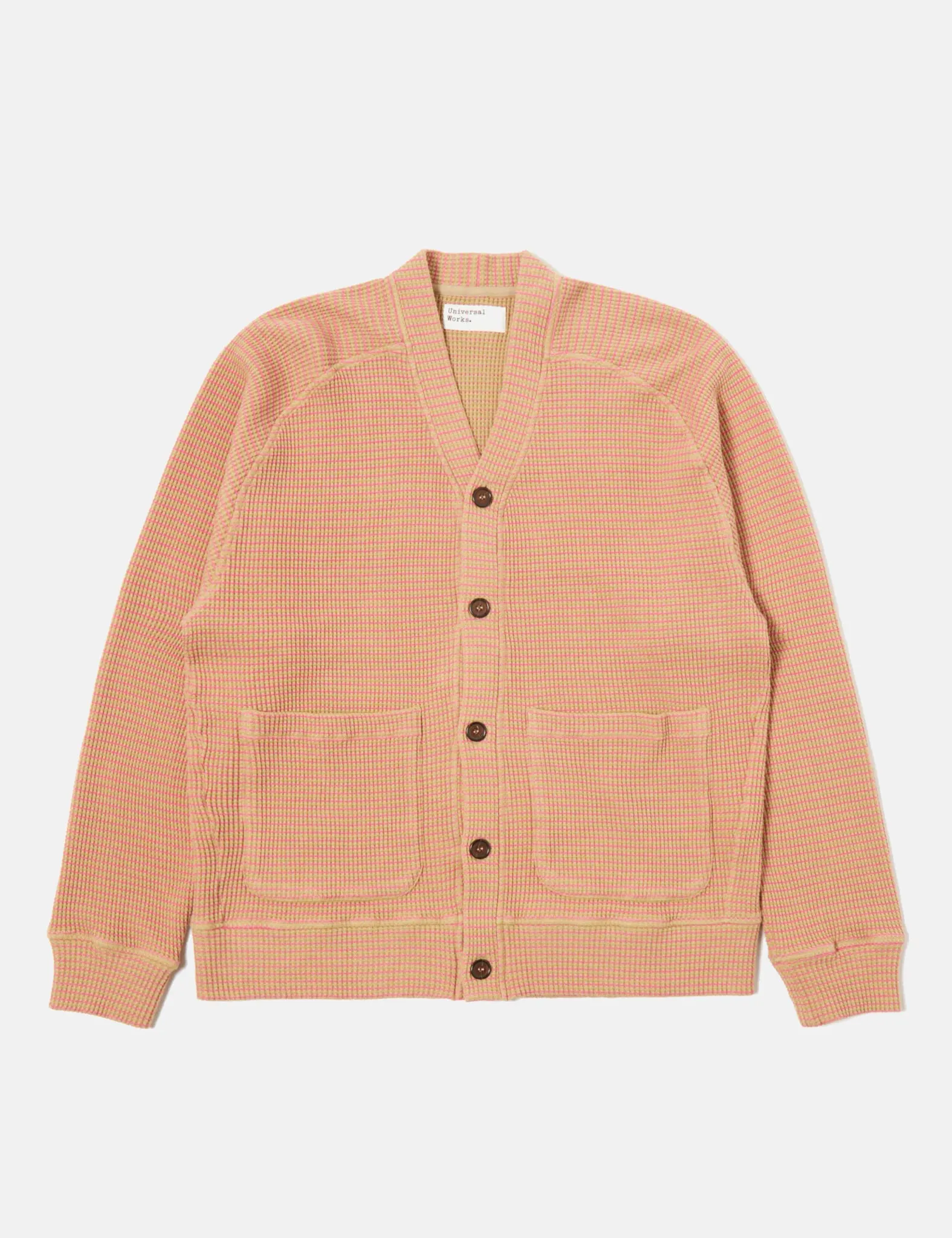 Universal Works Dickie Fluro Cardigan - Summer Oak/Pink