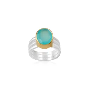 Vama | Hiba Ring | Metal-Sterling Silver | Stone-Aqua Chalcedony | Finish-Matt