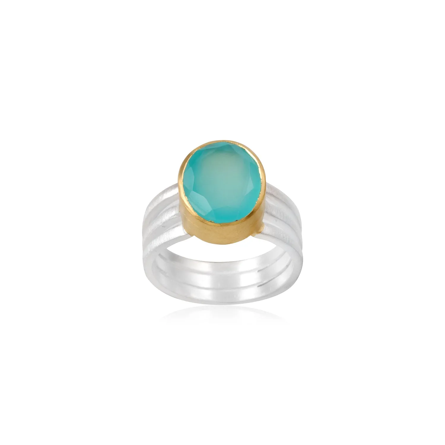 Vama | Hiba Ring | Metal-Sterling Silver | Stone-Aqua Chalcedony | Finish-Matt