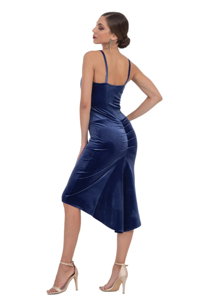 Velvet Fishtail Tango Dress With Thin Straps