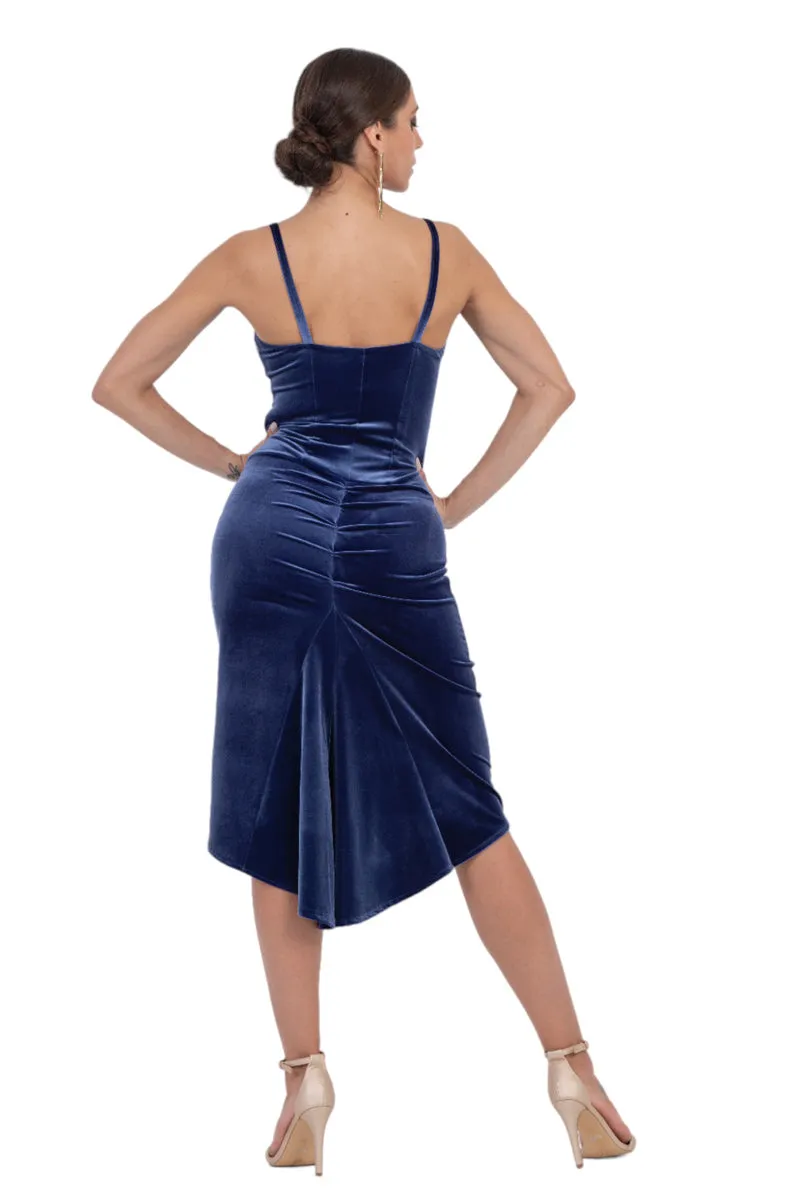 Velvet Fishtail Tango Dress With Thin Straps