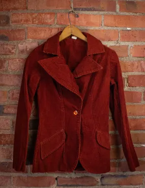 Vintage Corduroy Blazer 70s Rust Red XS