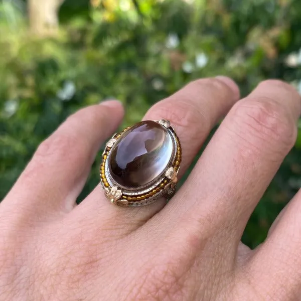 Vintage Filigree Smokey Quartz Ring