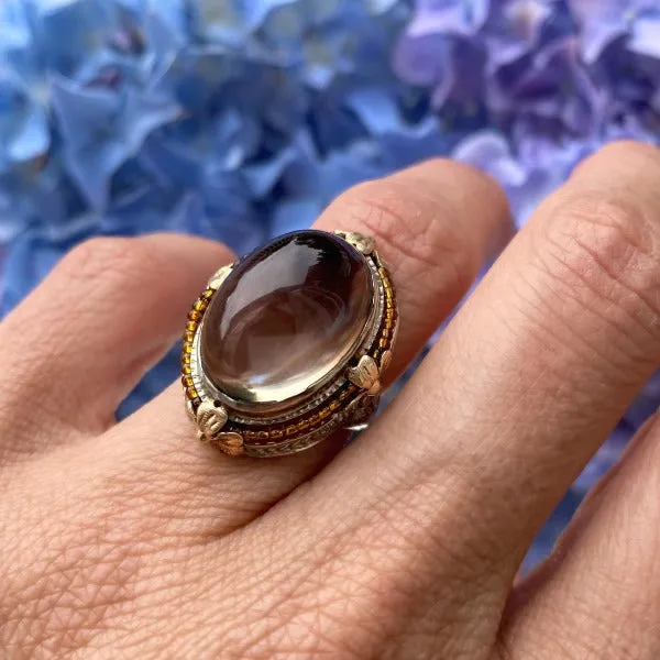 Vintage Filigree Smokey Quartz Ring