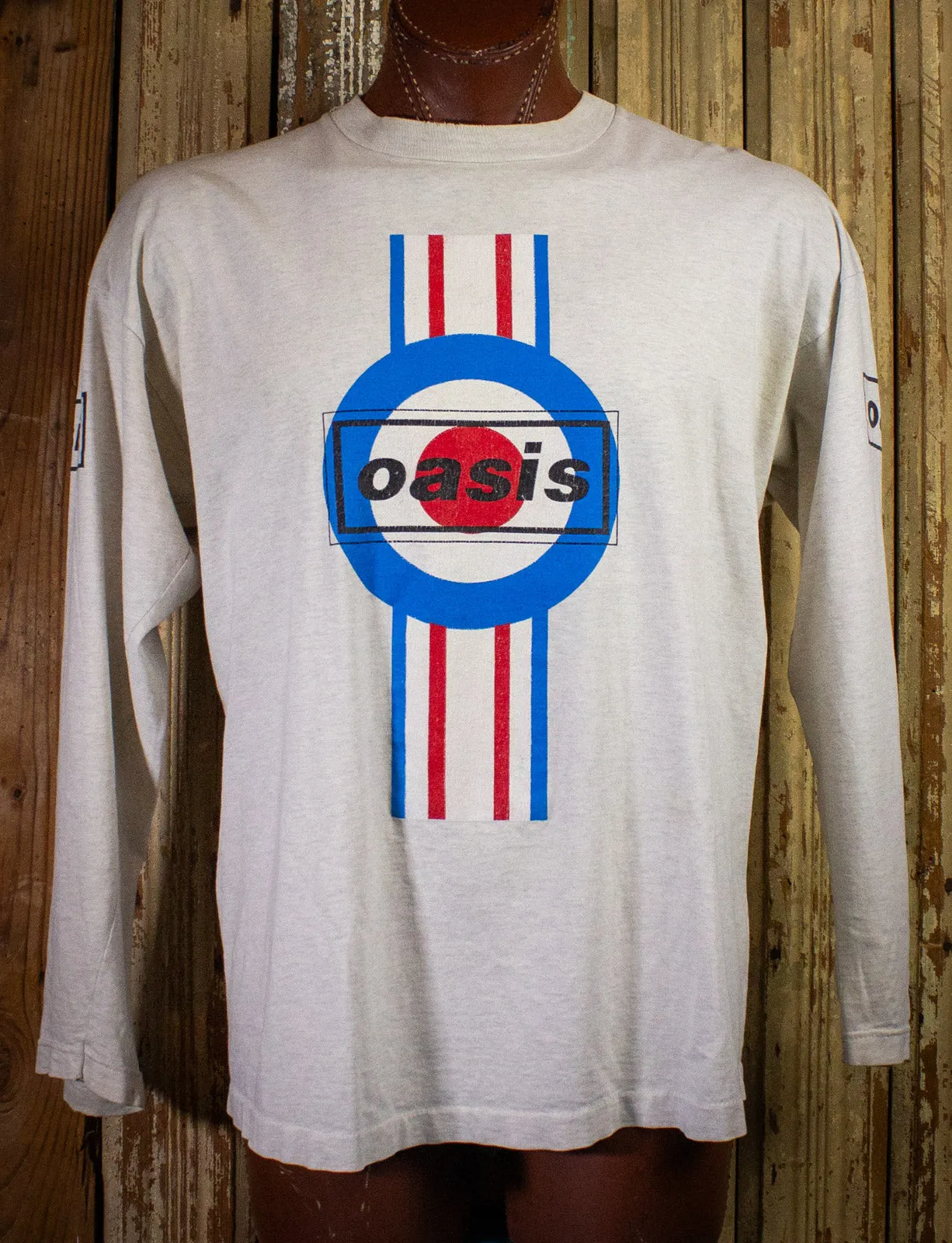 Vintage Oasis Concert T Shirt Long Sleeve 90s Grey Large/XL