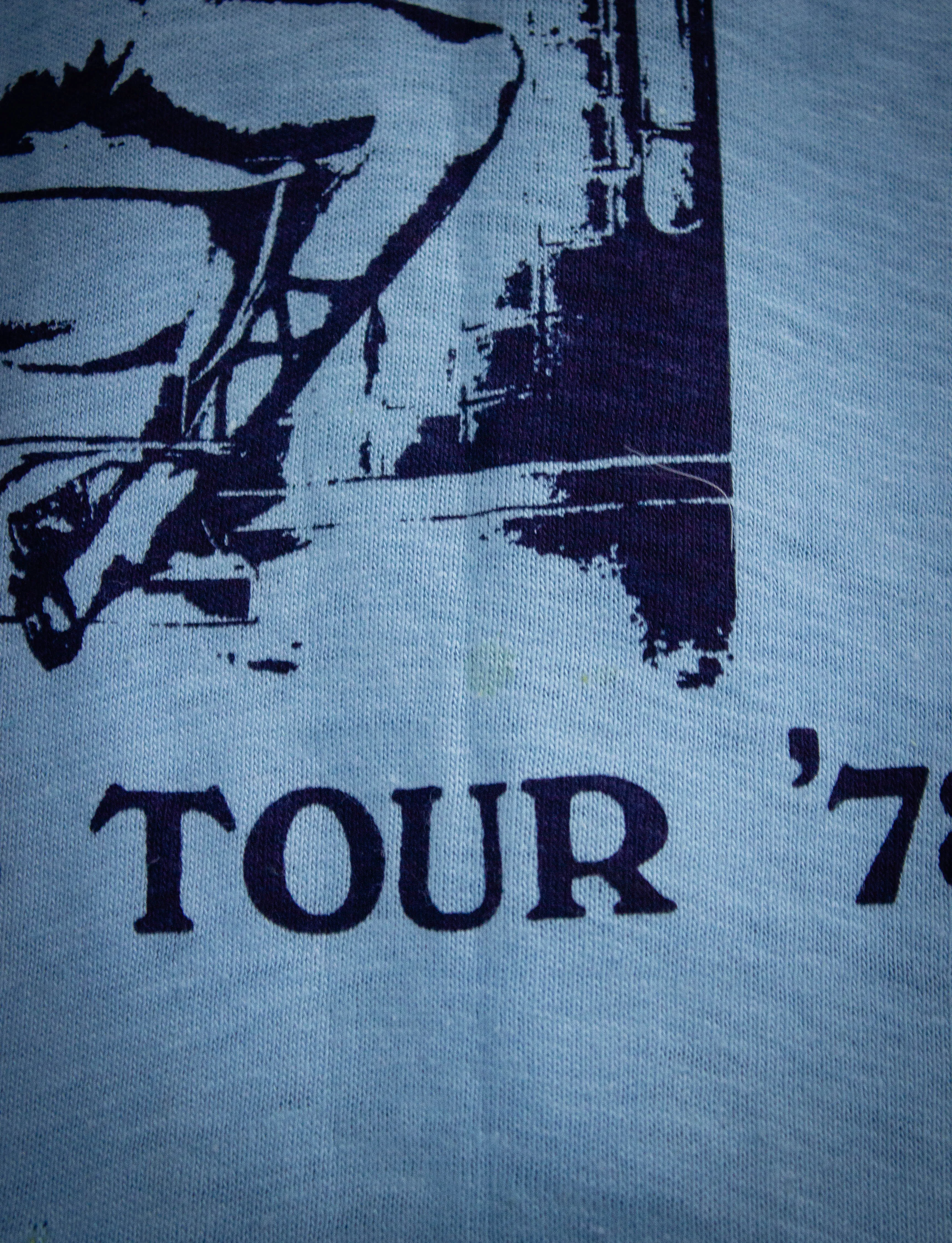 Vintage Rolling Stones World Tour Concert Pocket T Shirt 1978 Light Blue Medium