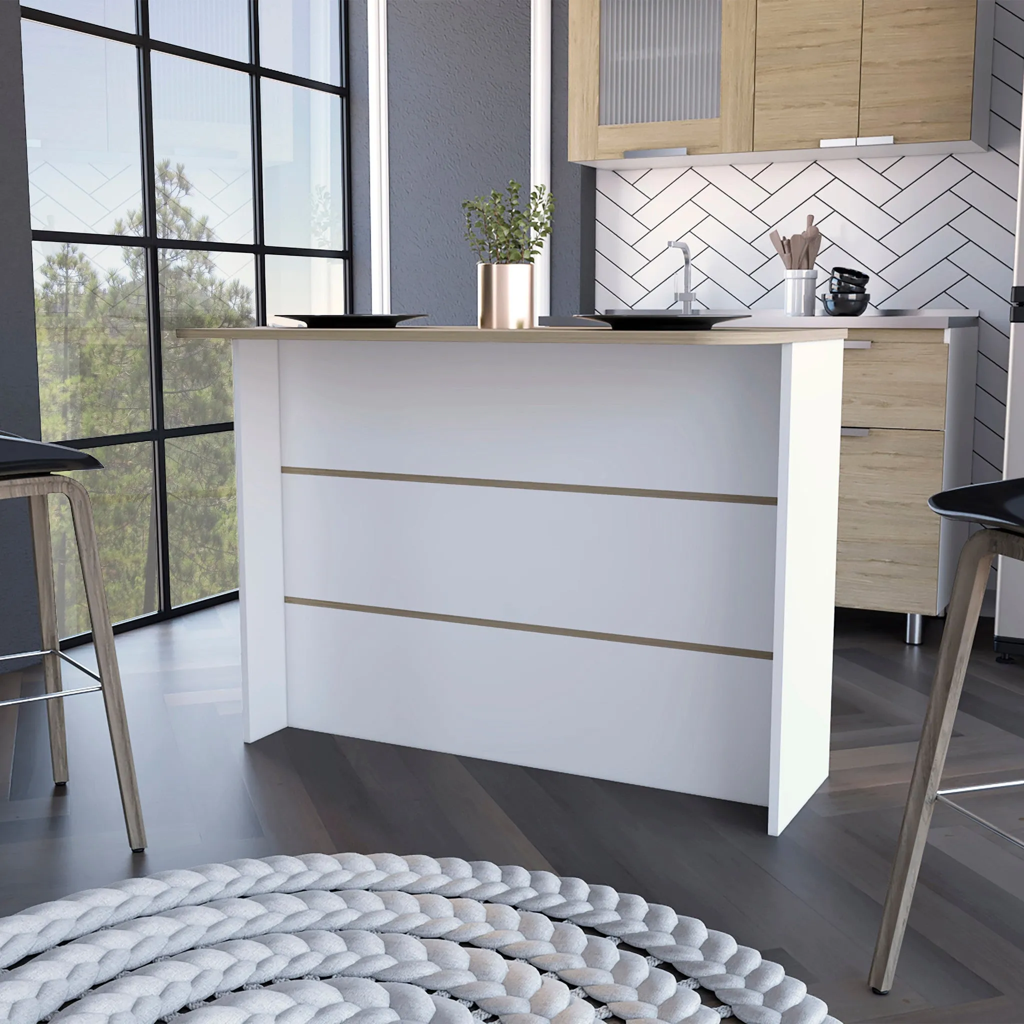 White 47 Kitchen Island With Storage