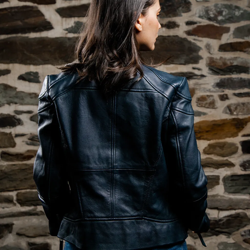 Women's Cafe Racer Leather Jacket - Danni