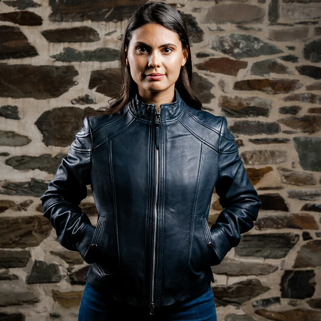 Women's Cafe Racer Leather Jacket - Danni