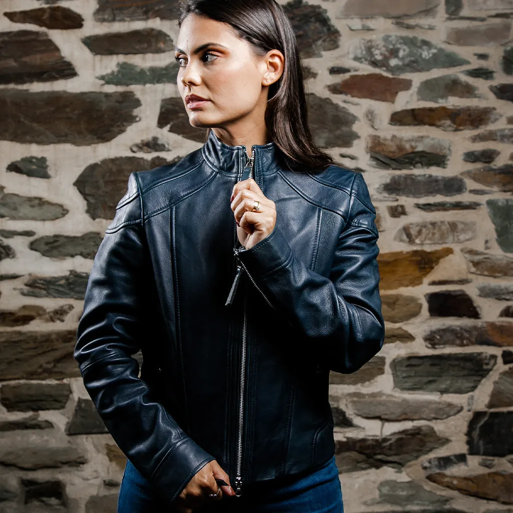 Women's Cafe Racer Leather Jacket - Danni