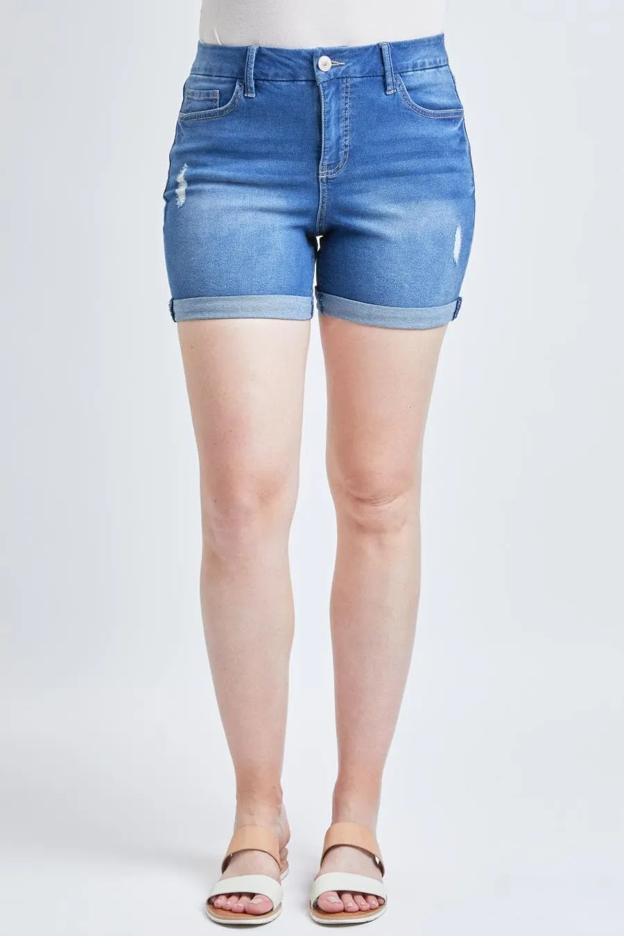 Women's Curvy Fit Cuffed High Rise Shorts