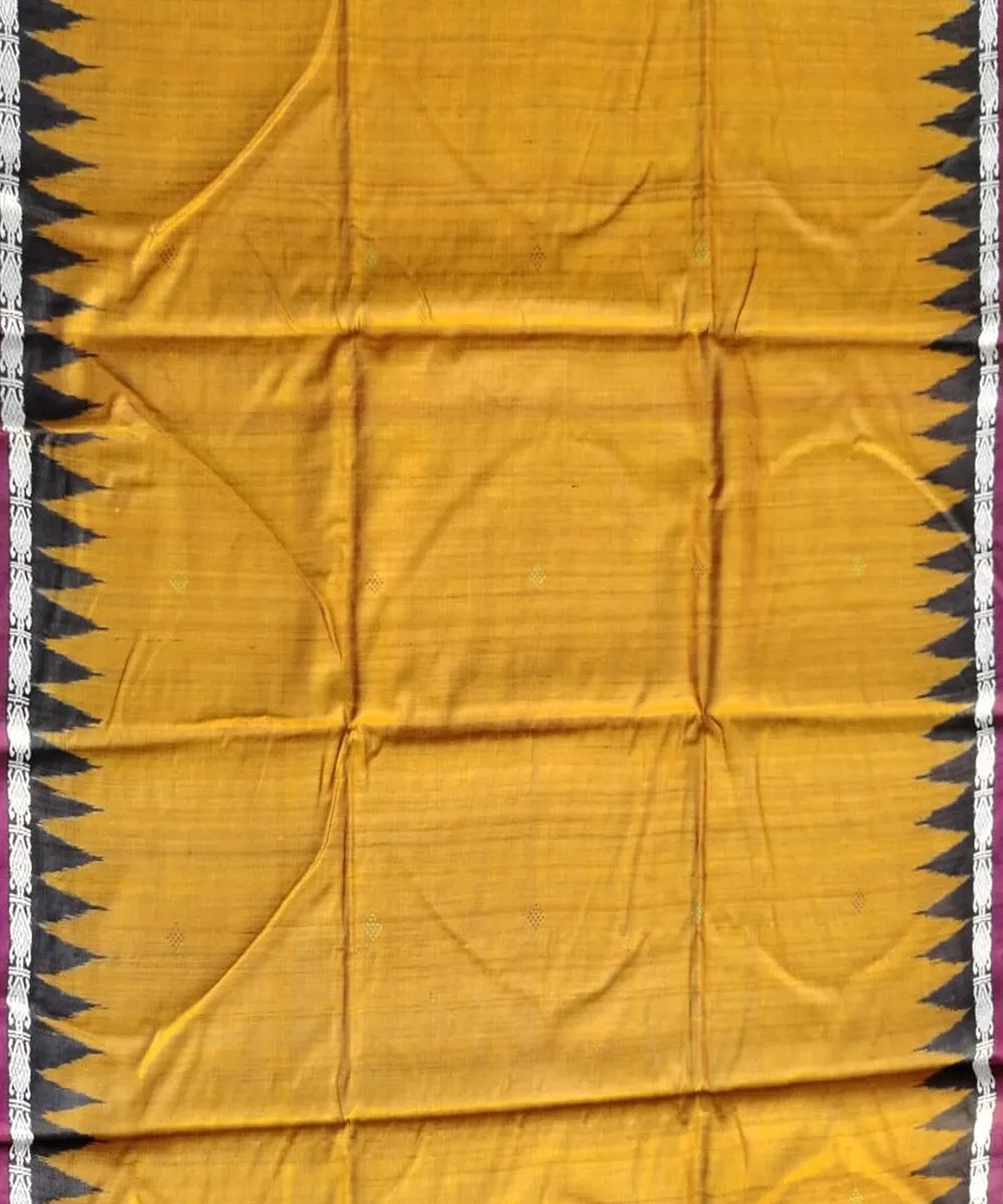 Yellow black tussar silk handloom gopalpur saree