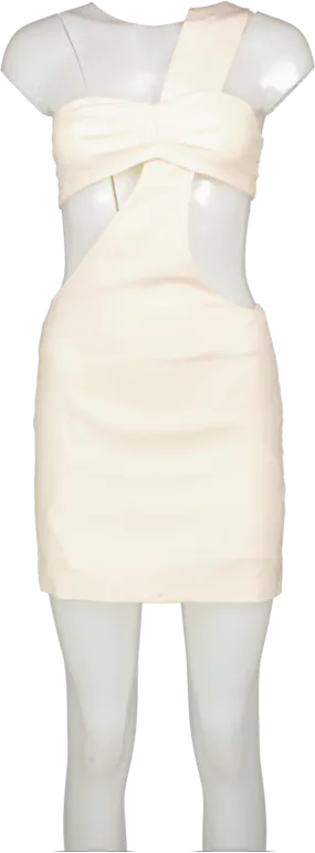 Zeynap Arcay Cream Bustier Wool Mini Dress UK S